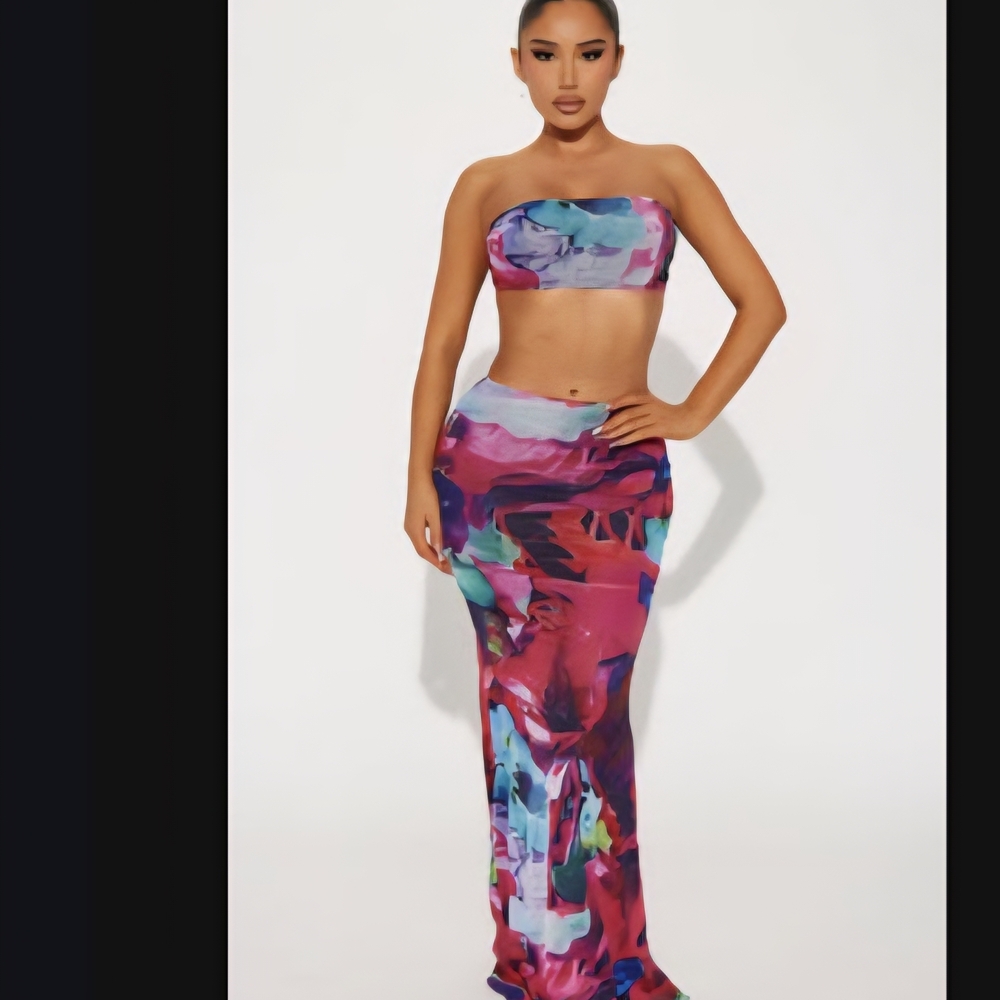 Fashion Nova Multicolor Strapless Dress